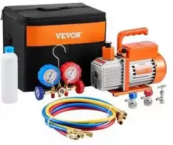 Vevor 3.5 cfm šaldymo vakuuminis siurblys ir manometrų komplektas