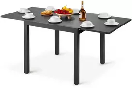 Išplečiamas lauko stalas 4-6 asmenims, stačiakampis, aliuminio rėmas, terasos baldai, atsparus oro sąlygoms, tamsiai pilkas sodo stalas kiemui, bistro stalas