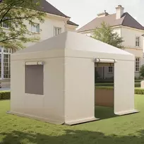 Žieminis pavėsinės uždangalas 3.07 x 3.67 m kietojo stogo pavėsinei, atsparus vandeniui ir oro sąlygoms, su šoninėmis sienelėmis, tvirta PE pastogė