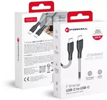 USB C į USB C laidas Forcell F-Energy QC4.0 PD 5A 100W Carbon 1 m CB-04C juodas