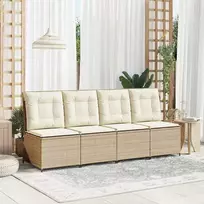 Lauko baldų komplektas Sodo sofa su pagalve Juoda ir kreminė balta poliratanas