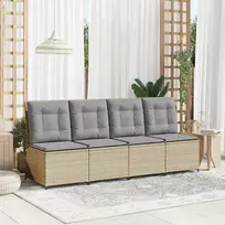 Lauko baldų komplektas Sodo sofa su pagalve Bežinė ir pilka poliratanas
