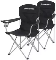 Songmics Kempingo kėdė, 2 sulankstomų kėdžių komplektas, 76x51.5x95.5 cm, juoda