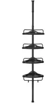 Songmics Vonios kampinė lentyna, 35x25x85-305 cm, juoda