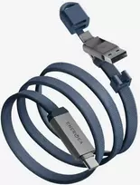 Energea Sheath Travel 2-in-1 Kabelis USB-C į USB-C/USB-A 480Mbps 60W 1.2m mėlynas
