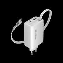 CANYON charger OnCharge 65RC Build-In Cable USB-C 65W 1xPD 1xQC EU Baltas