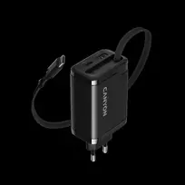 CANYON charger OnCharge 65RC Build-In Cable USB-C 65W 1xPD 1xQC EU Juodas
