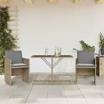 Lauko baldų komplektas Bistro komplektas su pagalvėlėmis, 3 dalių, smėlio, poliratanas