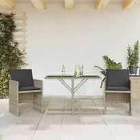 Lauko baldų komplektas Bistro komplektas su pagalvėlėmis, 3 dalių, pilkas, poliratanas