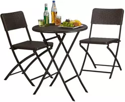 Lauko baldų komplektas Relaxdays Sodo baldų komplektas, 3 dalių, 60x75.5 cm, juoda