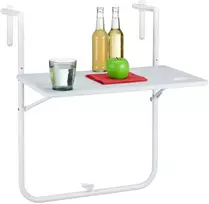 Relaxdays Sulankstomas balkono stalas, 82,5x60x58,5 cm, baltas