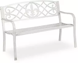 Relaxdays Balta metalinė sodo suoliukas
