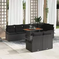 Sodo Sofų Rinkinys su saugykla 9 pcs Juoda Poli ratanas