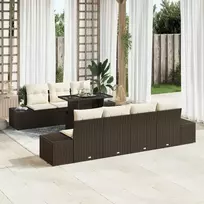 Sodo Sofų Rinkinys su pagalve 8 pcs Ruda ir grietinėlė