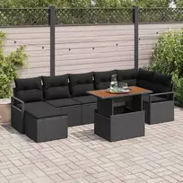 Sodo Sofų Rinkinys su saugykla 8 pcs Juoda Poli ratanas