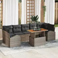 Sodo Sofų Rinkinys su saugykla 8 pcs Pilka Poli ratanas