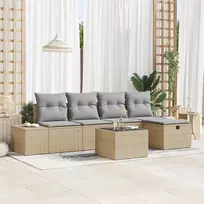Lauko baldų komplektas Sodo Sofų Rinkinys su pagalve 6 pcs Smėlio poliratanas