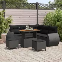 Sodo Sofų Rinkinys su pagalve 8 pcs Juoda poliratanas