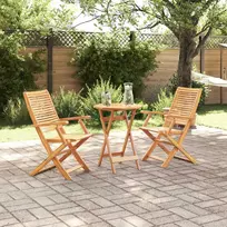 Lauko baldų komplektas Sulankstomas bistro rinkinys 3 pcs Ruda Kietos akacijos mediena