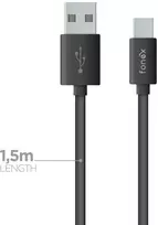 Data Cable USB to Type-C 25W 1.5m By Fonex Juodas