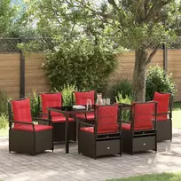 Lauko baldų komplektas Sodo valgomojo komplektas 7 pcs Ruda poliratanas