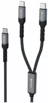 „Swissten 2in1“ įkrovimo USB-C / 2x USB-C laidas 100W 1,5 m