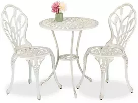 Lauko baldų komplektas Relaxdays Terasos bistro komplektas, 67x60 cm stalas, 85x41x41 cm kėdės, aliuminis