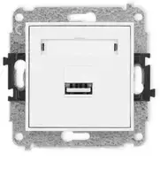 Karlik Elektrotechnik 25MCUSB-3 MINI vieno USB įkroviklio mechanizmas, 5 V, 2 A, baltas matinis 25MCUSB-3
