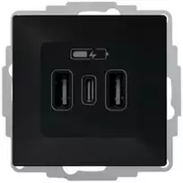 Elektro Plast Nasielsk 3808-19 VESTRA USB įkroviklis 2xA+C, juodas 3808-19
