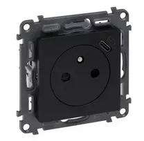 Legrand 756336 VALENA LIFE 2p+su lizdas su USB C tipo lizdu, juodas 756336