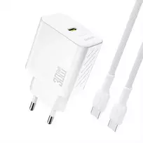 Dudao A27PCEU PD 30W GaN USB-C Wall Charger with USB-C Cable - Baltas