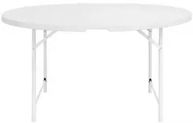 Apvalus sulankstomas lauko stalas HATIS, 152 x 74 cm, baltas
