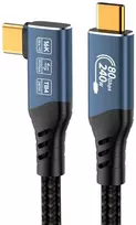 PREMIUMCORD Kabelis USB4™ Version2.0 80Gbps 16K@60Hz 240W Thunderbolt 3 a 4 kabelis zahnutý 1m