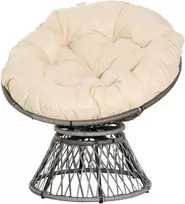 Aosom Papasan kėdė 87x97x90 cm smėlio spalvos, rotangas, metalinis rėmas