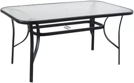 Stalas grūdinto stiklo stalviršiu 150x90x70cm juodas