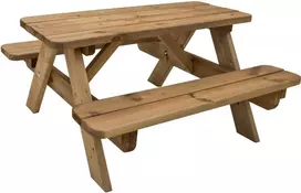Sodo stalas su suolais Ekju 91x90x47cm medinis/rudas