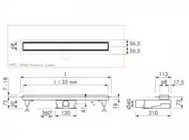 traps EasyDrain ar horizontālo atloku,Tile/Zero, L=800 mm, h=92 mm
