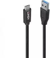 USB Kabelis - LINDY USB 3.2 Type A į C Laidas, M/M, GRS, 10Gbps, 15W TPE, 1m, Juodas