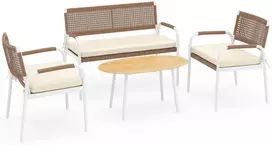 Promotions Lauko baldų komplektas, 112x58x82 cm, balta, PE ratanas