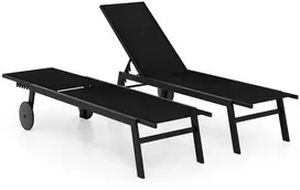 Promotions Poilsio kėdė, 150.5x59x33.5 cm, juoda, reguliuojama atlošo padėtis, metalas