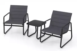 Lauko baldų komplektas Promotions Bistro komplektas, 3 dalių lauko kėdės ir šoninis staliukas, 73x61x76 cm, pilka, metalas