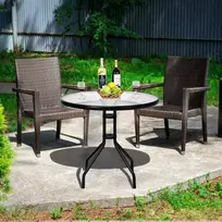 Promotions Sodo stalas, 70x70x70 cm, juodas, grūdintas stiklas ir metalas