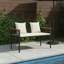 Lauko suolas Juoda ir kreminė balta 117 x 54 x 74.5 cm