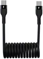 Sinox USB C spiralinis kabelis. 1 m. Juoda