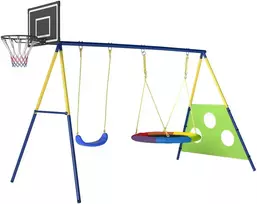 Aosom Sūpynių komplektas, 4-in-1 lauko sūpynių komplektas, 288x160x220 cm, įvairiaspalvis, plienas
