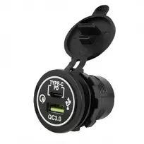 Carmotion Lizdas įkrovimui įmontuojamas USB QC 3.0 18W+USB-C PD30W 12/24V