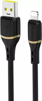 Dudao L25L 30W USB-A - Lightning kabelis su minkštu silikoniniu apvadu Lightning 1m - Juodas