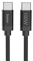 Hama USB-C - USB-C nailonas, 100W, 3m, juodas