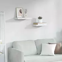Sieninė lentyna Sieninis 2 vnt. Balti marmuro Apdirbta mediena