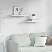 Sieninė lentyna Sieninis 2 vnt. Balti marmuro Apdirbta mediena